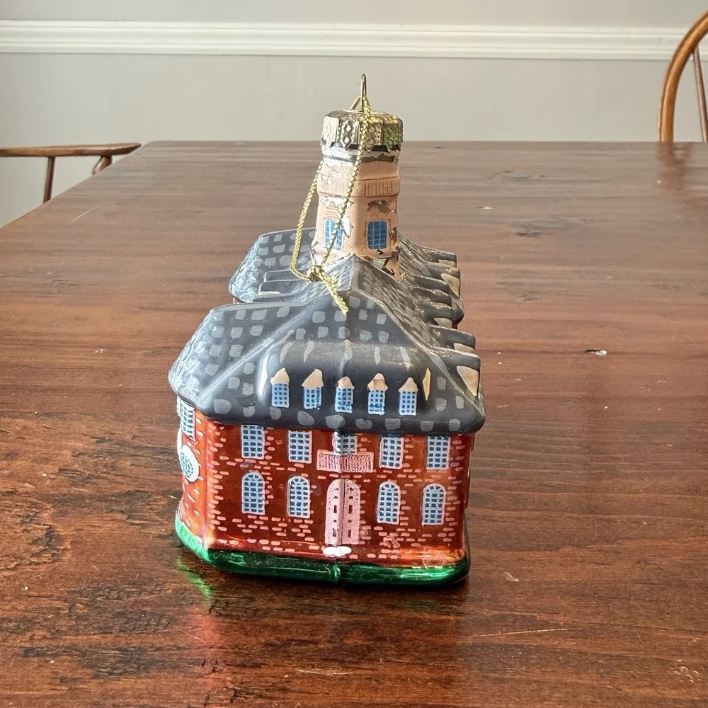 Coll‎ Williamsburg Capital Bldg Ornament Blown Glass Christmas Vtg READ